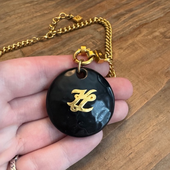 Karl Lagerfeld Runway Gold Curb Chain Black Necklace Chanel Designer France - Picture 2 of 6